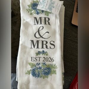 MR and MRS 2026 3 pack Shabby Chic Blue Floral Kitchen Towel